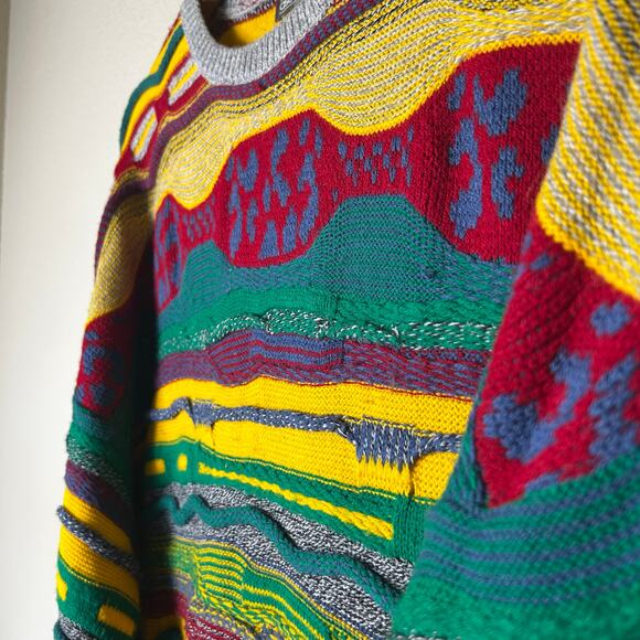 Asos Mens Sweater Size XL 90s Y2K Colorful 3D Texture Acrylic Crew Neck - Picture 4 of 8